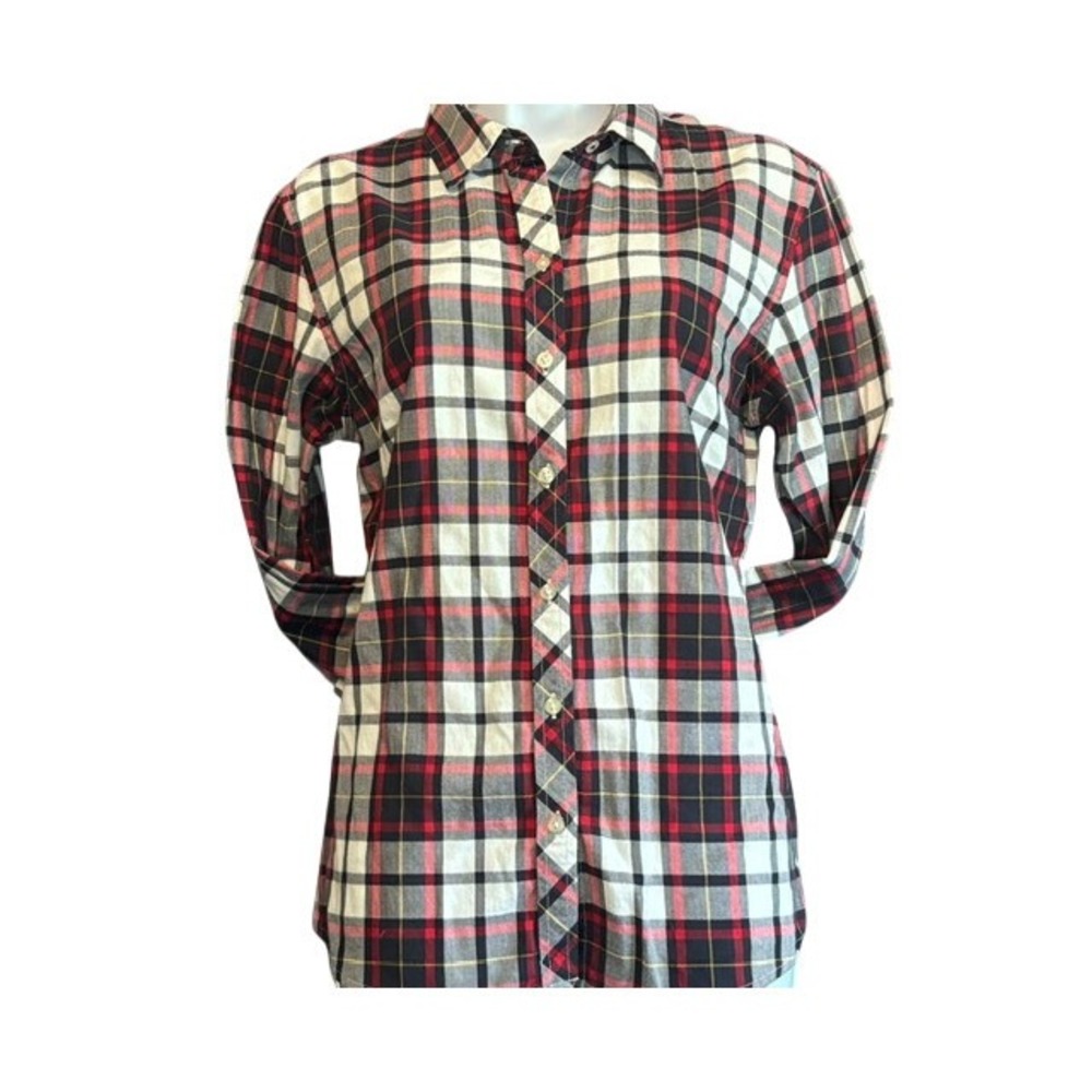 Banana Republic Soft Wash Shirt Womens Medium Red White Plaid Cotton Button Down